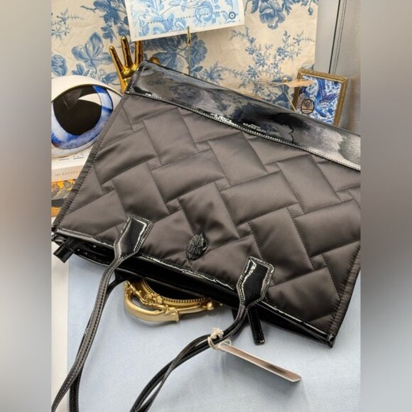 🆕 KURT GEIGER LONDON 🧿 NWT Recycled Drench Square Shopper Tote Bag, All Black - Picture 14 of 16